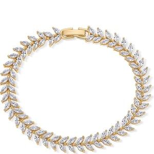 NEW 14K Gold Plated Marquise Cut Tennis Bracelet 7” Inches